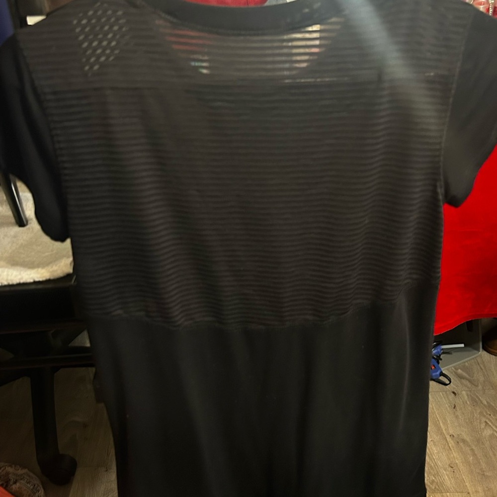 Elegant Black Top with Sheer Stripes